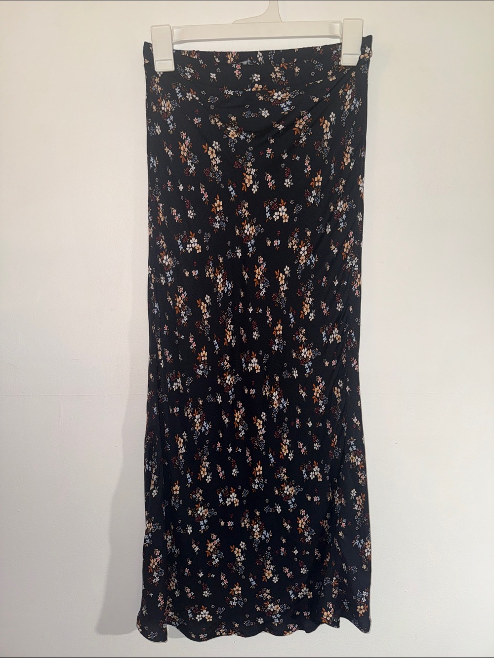 Olivaceous Black Maxi Skirt with Floral Print